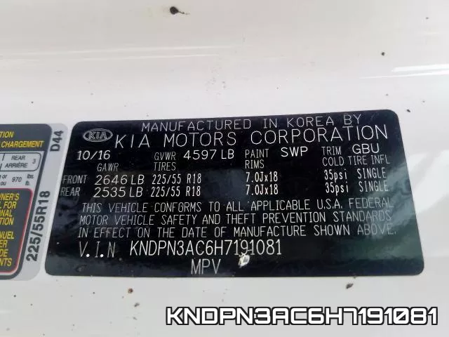 KNDPN3AC6H7191081 фото 2