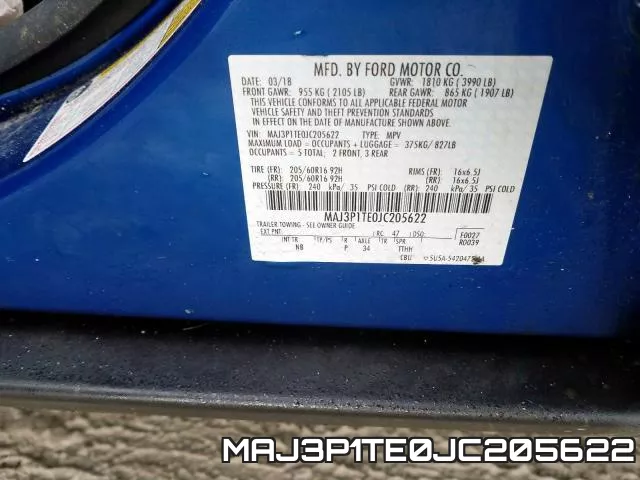 MAJ3P1TE0JC205622 фото 2