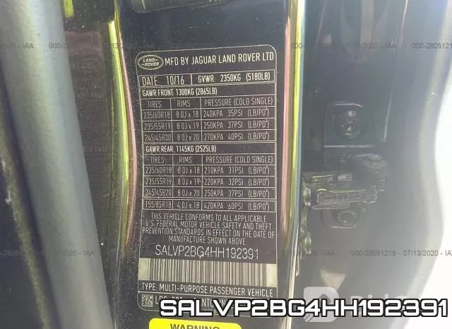 SALVP2BG4HH192391 фото 10
