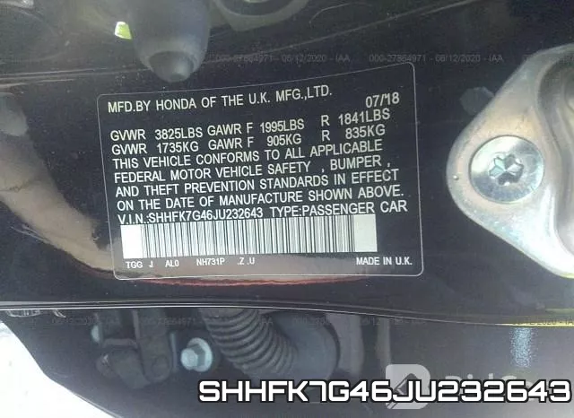 SHHFK7G46JU232643 фото 10