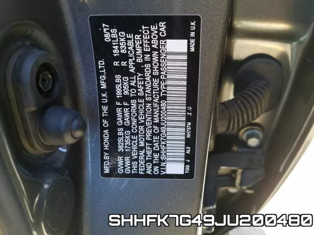 SHHFK7G49JU200480 фото 2