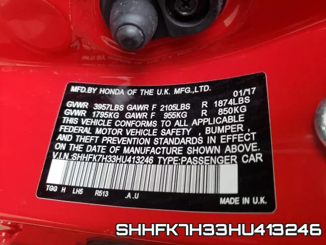 SHHFK7H33HU413246 фото 2