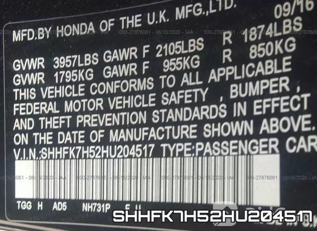 SHHFK7H52HU204517 фото 10