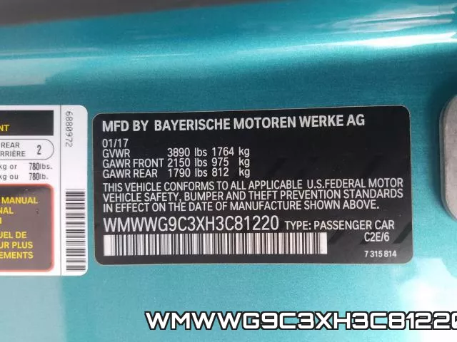 WMWWG9C3XH3C81220 фото 2