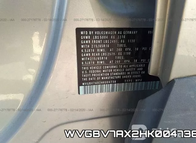 WVGBV7AX2HK004738 фото 10