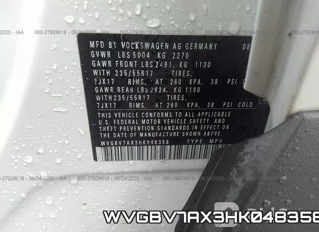 WVGBV7AX3HK048358 фото 10