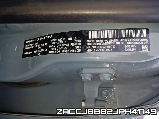 ZACCJBBB2JPH41749 фото 2