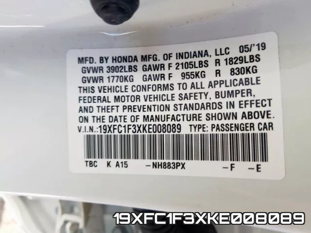 19XFC1F3XKE008089 фото 2