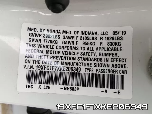 19XFC1F7XKE206349 фото 2