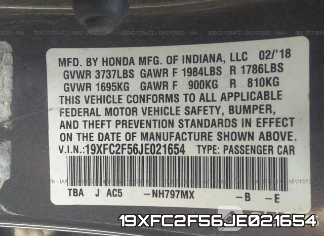 19XFC2F56JE021654 фото 10
