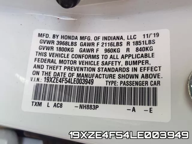 19XZE4F54LE003949 фото 2