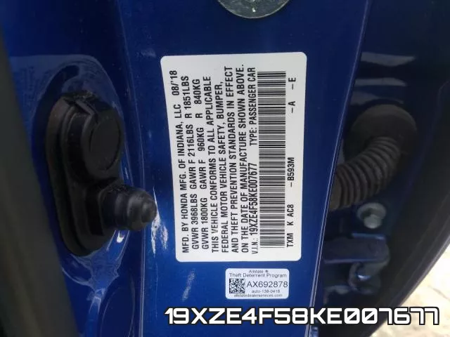 19XZE4F58KE007677 фото 2