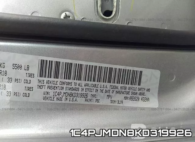 1C4PJMDN8KD319926 фото 10