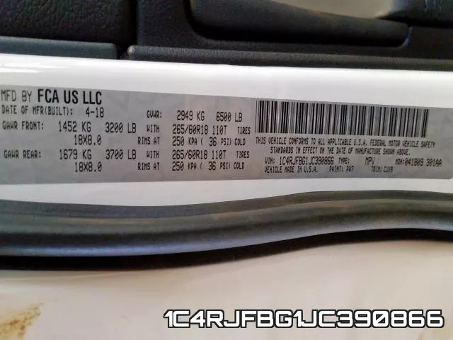 1C4RJFBG1JC390866 фото 2