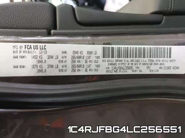 1C4RJFBG4LC256551 фото 2