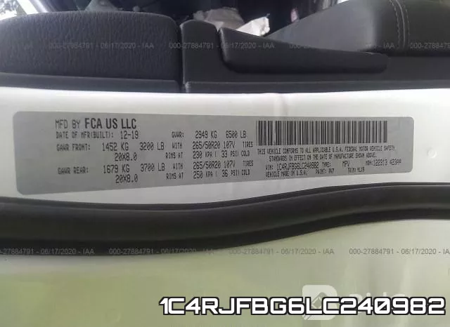 1C4RJFBG6LC240982 фото 10