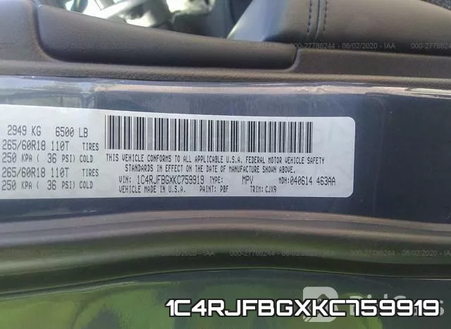 1C4RJFBGXKC759919 фото 10