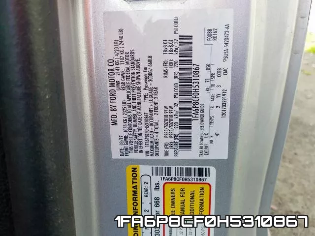 1FA6P8CF0H5310867 фото 2