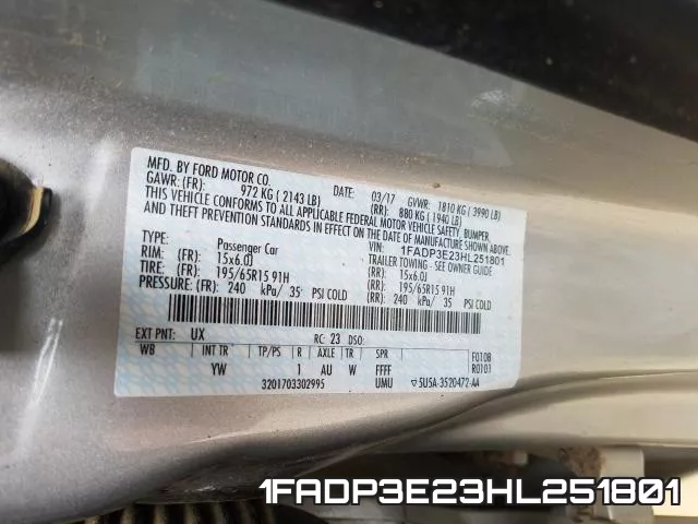 1FADP3E23HL251801 фото 2