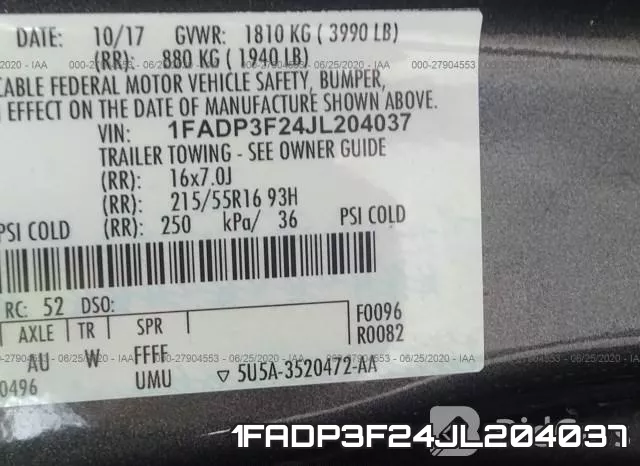 1FADP3F24JL204037 фото 10