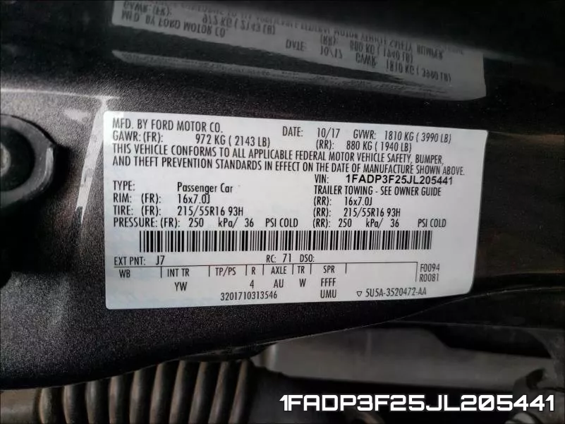 1FADP3F25JL205441 фото 2