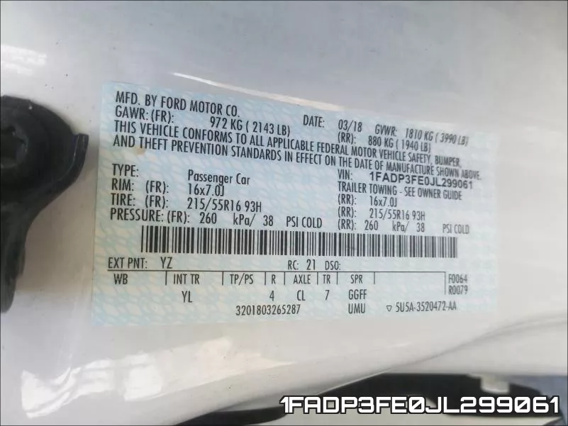 1FADP3FE0JL299061 фото 2