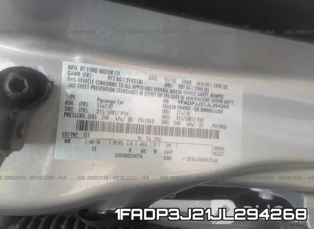 1FADP3J21JL294268 фото 10