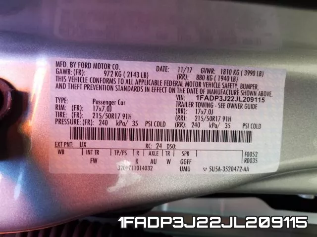 1FADP3J22JL209115 фото 2