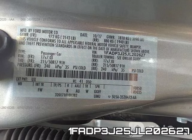 1FADP3J25JL202627 фото 10