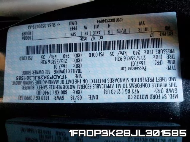 1FADP3K28JL301585 фото 2