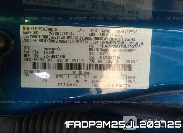 1FADP3M25JL203725 фото 10