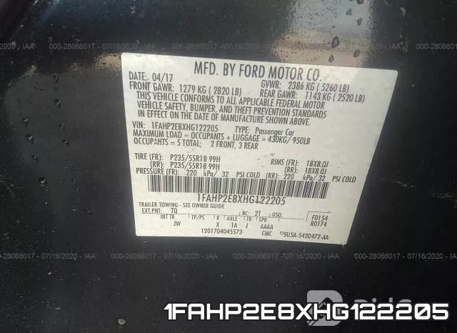 1FAHP2E8XHG122205 фото 10