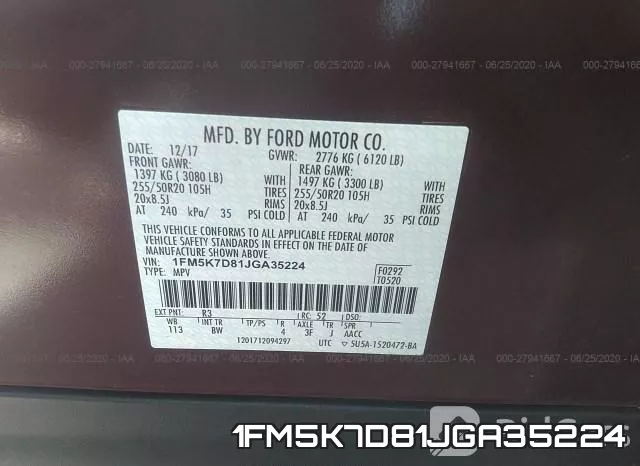 1FM5K7D81JGA35224 фото 10