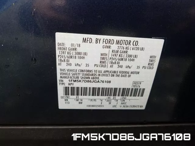 1FM5K7D86JGA76108 фото 2