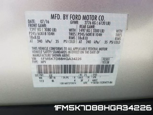 1FM5K7D88HGA34226 фото 2