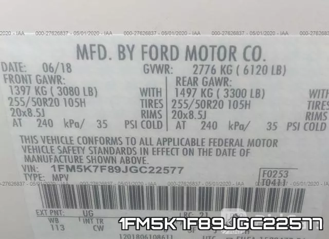1FM5K7F89JGC22577 фото 10
