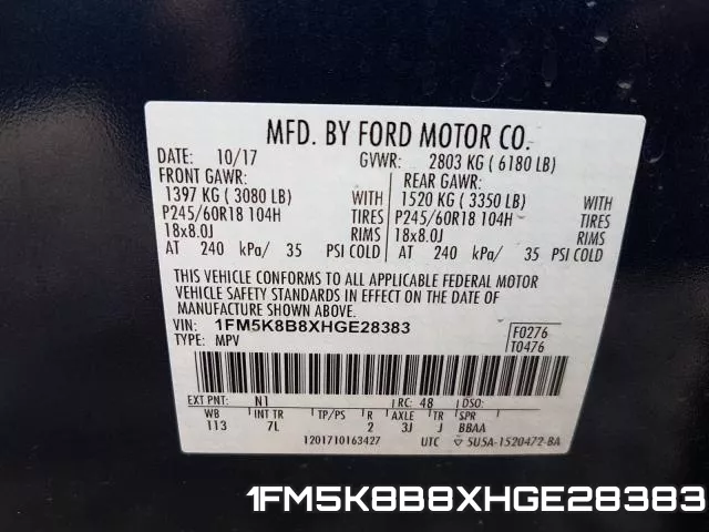 1FM5K8B8XHGE28383 фото 2