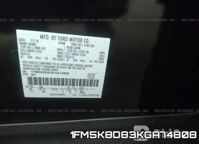 1FM5K8D83KGA74808 фото 10