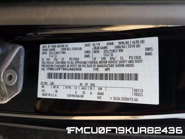 1FMCU0F79KUA82436 фото 2