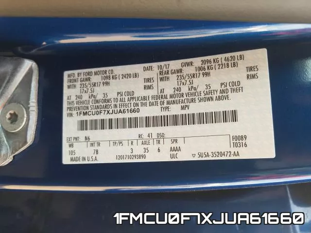 1FMCU0F7XJUA61660 фото 2