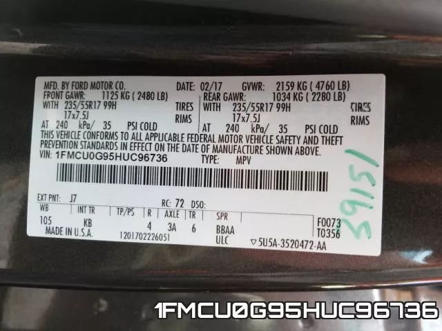 1FMCU0G95HUC96736 фото 2