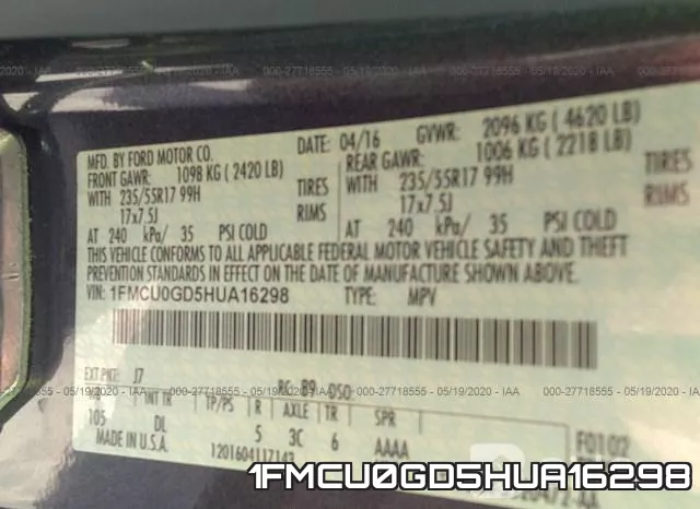 1FMCU0GD5HUA16298 фото 10