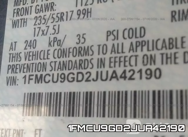 1FMCU9GD2JUA42190 фото 10