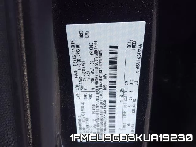 1FMCU9GD3KUA19230 фото 2