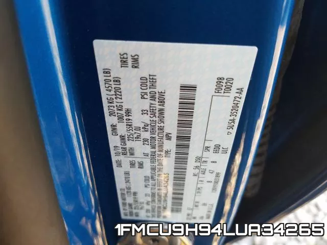 1FMCU9H94LUA34265 фото 2