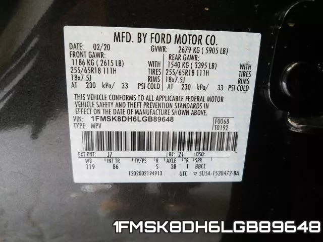 1FMSK8DH6LGB89648 фото 2