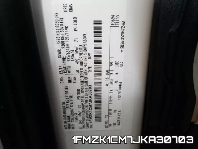 1FMZK1CM7JKA30703 фото 2