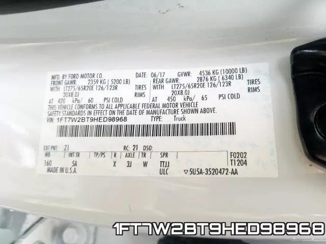 1FT7W2BT9HED98968 фото 2