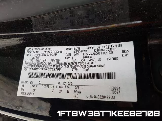 1FT8W3BT7KEE82708 фото 2