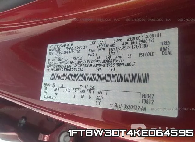 1FT8W3DT4KED64595 фото 10